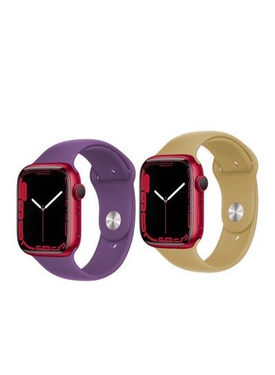Inder 42/44/45MM Silicone Replacement Band For Apple Watch Series 7/SE/6/5/4/3/2/1 Purple and Sand