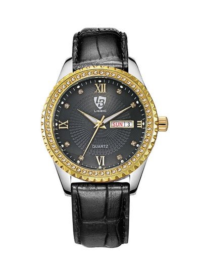 LIEBIG Analog Round Waterproof Wrist Watch With Leather Strap L1001SBB