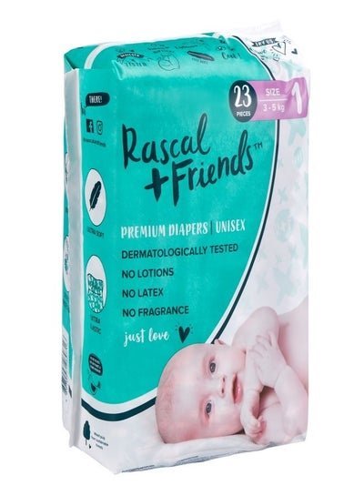 Rascal + Friends Nappies Size 1, Newborn, 3-5Kg Pack of 23