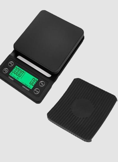 Inder Small 5kg/0.1g Digital LCD Timer Coffee Scale Mini High Precision Electronic Drip Coffee Food Kitchen Scales with Safety Silicone Pad (Black)