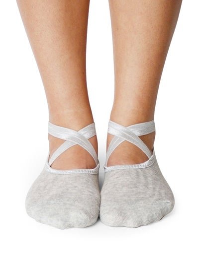Prickly Pear Non-Slip Barre/Yoga/Pilates Socks Light Grey