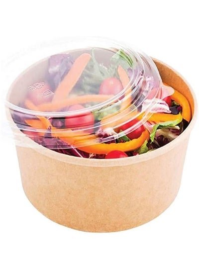 SNH PACKing SNH PACKing Kraft Salad Bowl 750ml Bio Disposable Bowl Brown With Lid 10 Pieces