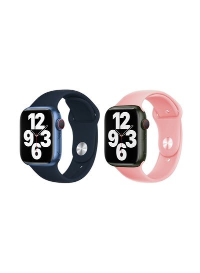 Inder 38/40/41MM Silicone Replacement Band For Apple Watch Series 7/SE/6/5/4/3/2/1 Pink and Matte blue