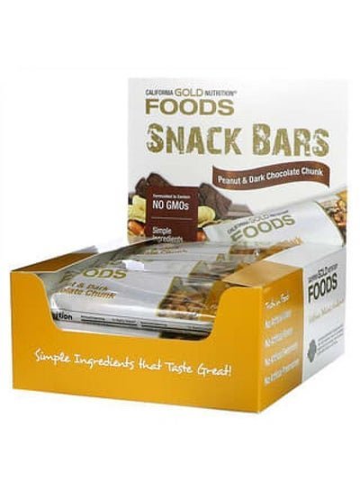 California Gold Nutrition California Gold Nutrition, FOODS, Peanut & Dark Chocolate Chunk Bars, 12 Bars, 1.4 oz (40 g) Each