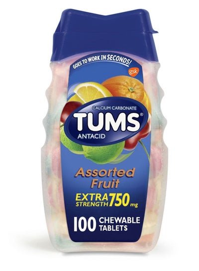 TUMS Extra Strength Assorted Fruit Antacid Chewable Tablets, 100 Count