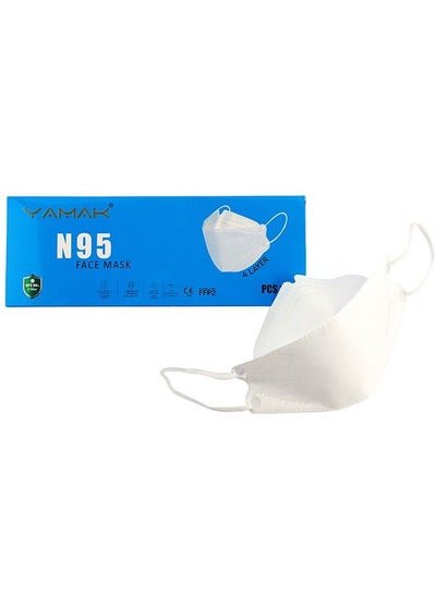 YAMAK YAMAK N95 Disposable Face Mask Certified With Efficient 4 layer filter system, Infection Prevention, 10 Pcs/Box, white