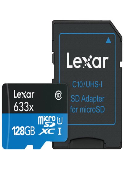 Lexar 633x MicroSDHC/SDXC UHS-I Card with Adaptor 100MBPS, 128GB Capacity